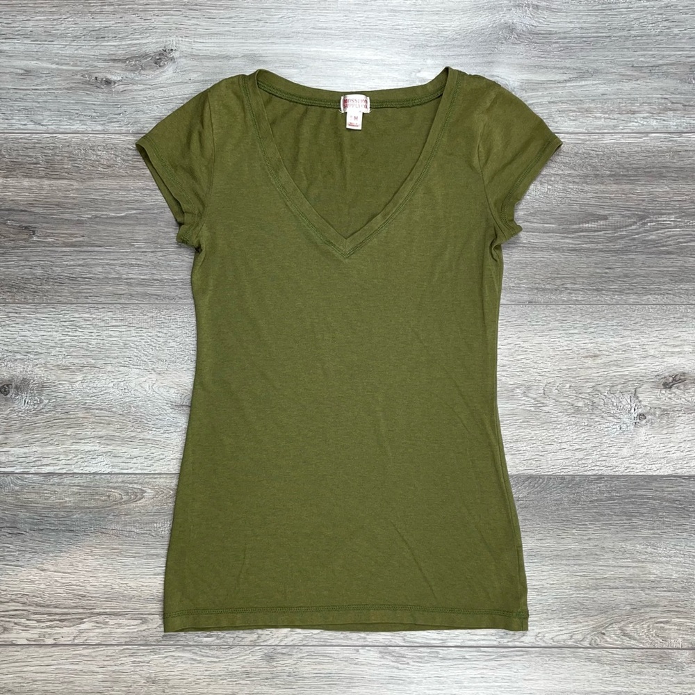 Mossimo Supply Co. V Neck T Shirt Medium Army Green